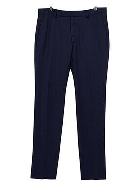 Monte Rosso Wool Dress Pants Mens 36 Navy Italy Slim Tailored Luxury